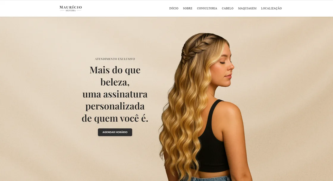Tela do projeto Maurício Beauty